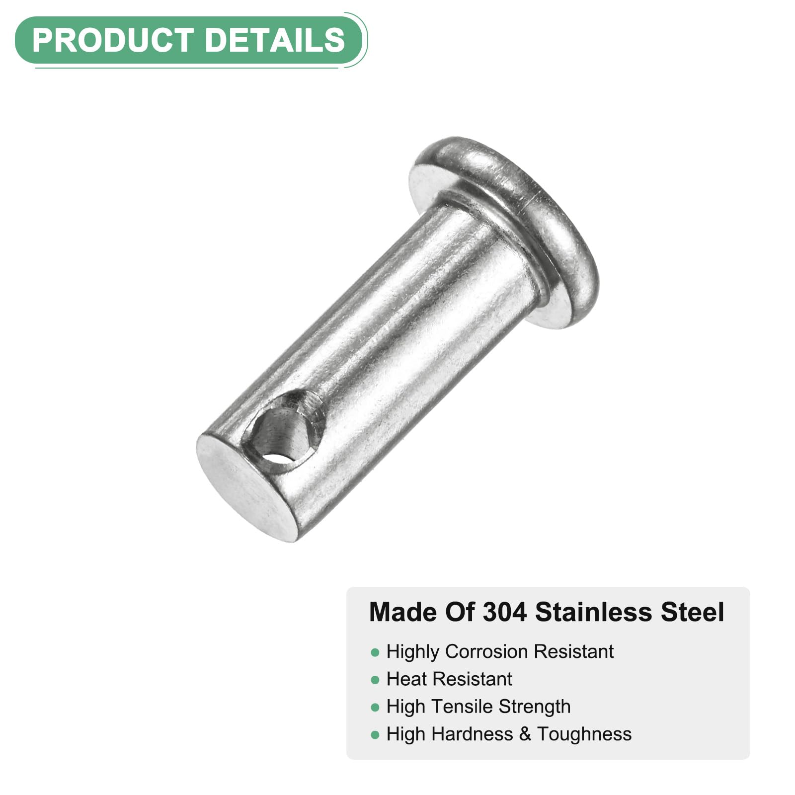 M METERXITY 10-Pack Single Hole Clevis Pins, M8 x 25mm 304 Stainless Steel Flat Head Clevis Pins for Mechanical Linkage/Fixed Parts/Ship Rigging, Link Hinge Pin Reusable