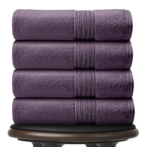 GC GAVENO CAVAILIA Hand Towels 4Pack | Purple Hand Towels For Bathroom Set of 4 (50 x 80 Cm) | Fast Dry & Highly Absorbent Egyptian Cotton Towel | 450 GSM Hand Towel Spa Hotel Gym Towels Set