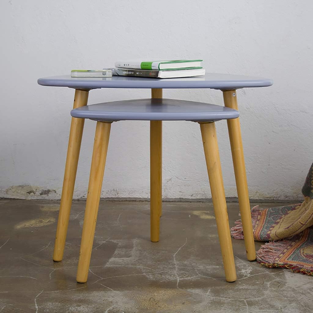 Triangle Nesting Coffee End Tables Set of 2, Modern Furniture Decor Side Table for Living Room Balcony Home and Office