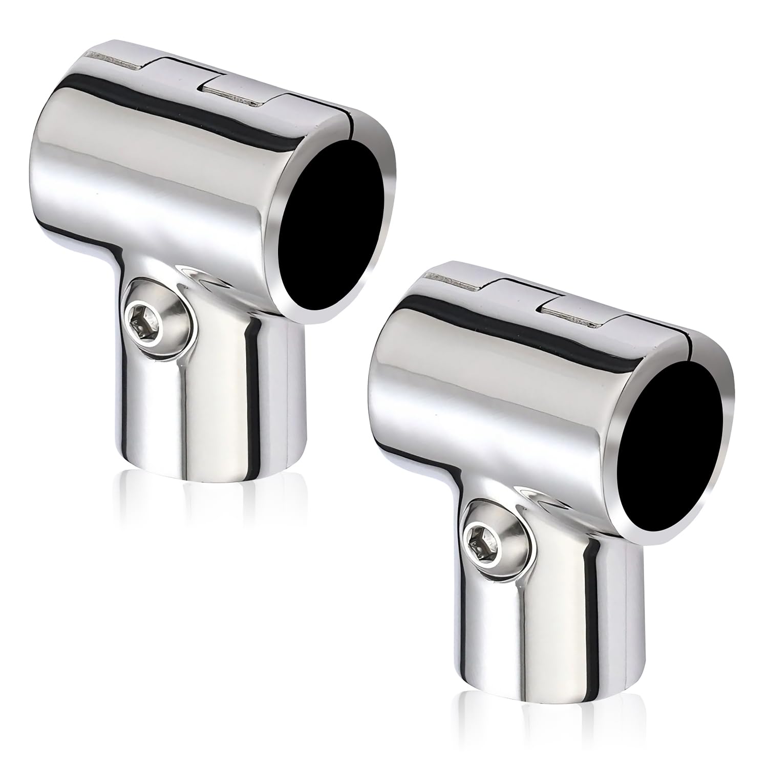 Edelstahl T Verbindungsstück, 3 Wege Split Verbindungsstück, poliertes Rohrverbindungs Zubehör, Rohrbeschläge für Bootsyachten (2 Stück 22mm)
