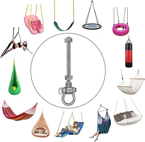 Miniatura 4 de WWFFEN Columpio silencioso resistente con 4 rodamientos, columpio permanente antioxidante de 180, capacidad de 1500 libras, hamaca para yoga, 11