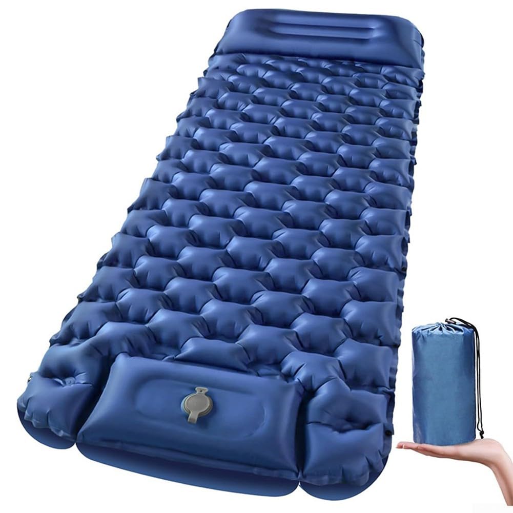 Materassino da campeggio leggero in nylon 40D robusto per trekking (blu navy) | Nylon 40D, antistrappo, leggero, imballato compatto, perfetto per escursioni e trekking