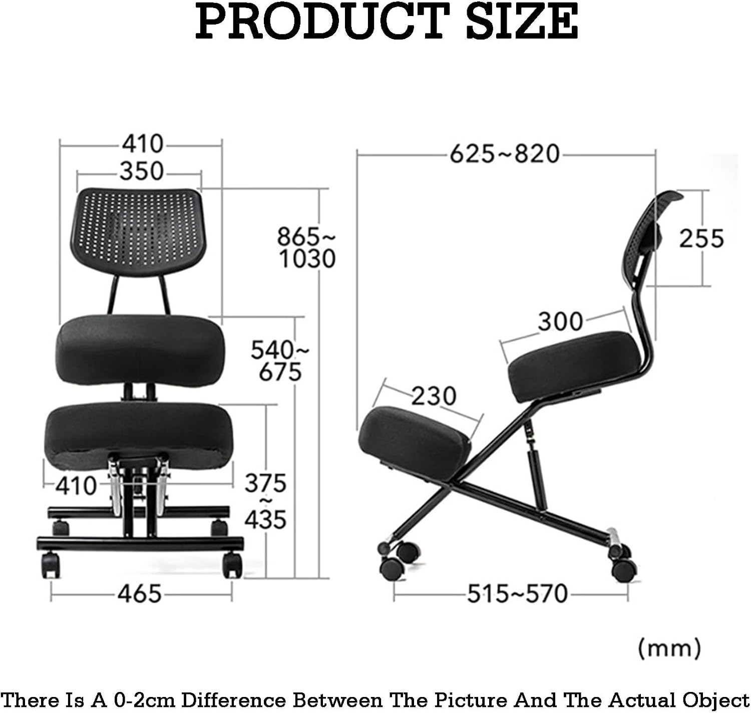 Kneeling Chair with Backrest,Rolling Ergonomic Posture Chair,540-675mm Adjustable Positions,Back Support for Office and Home(Color-2)