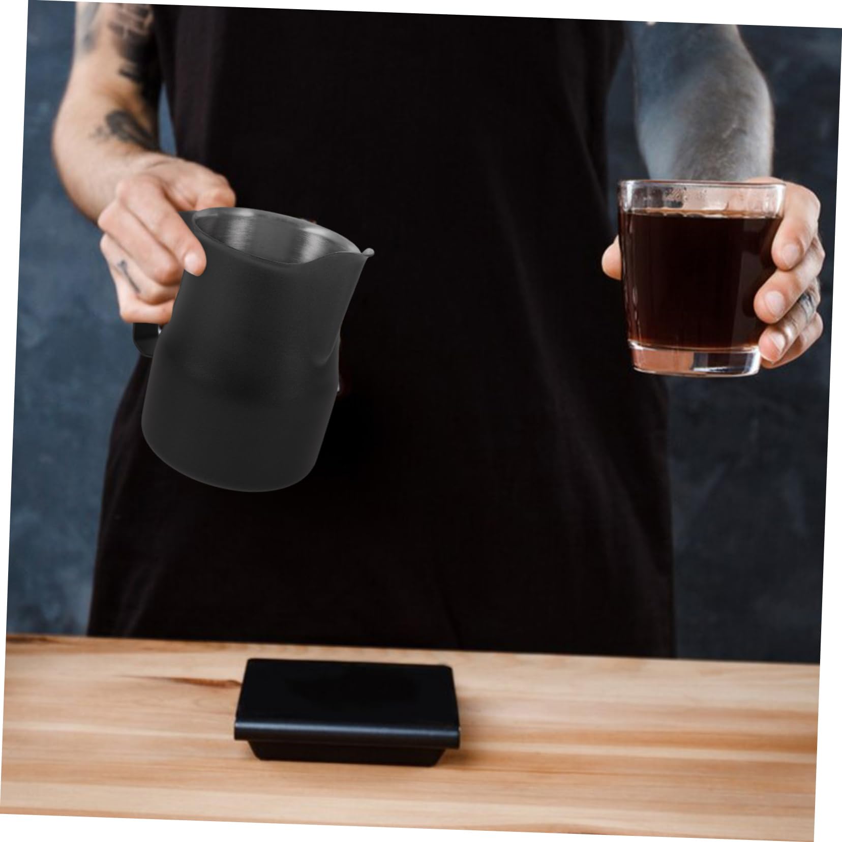 NUOBESTY 4 Piezas Leche de Inoxidable con Cafés Jarra Espumar Leche Preparar Café Espresso y Decorar Bebidas