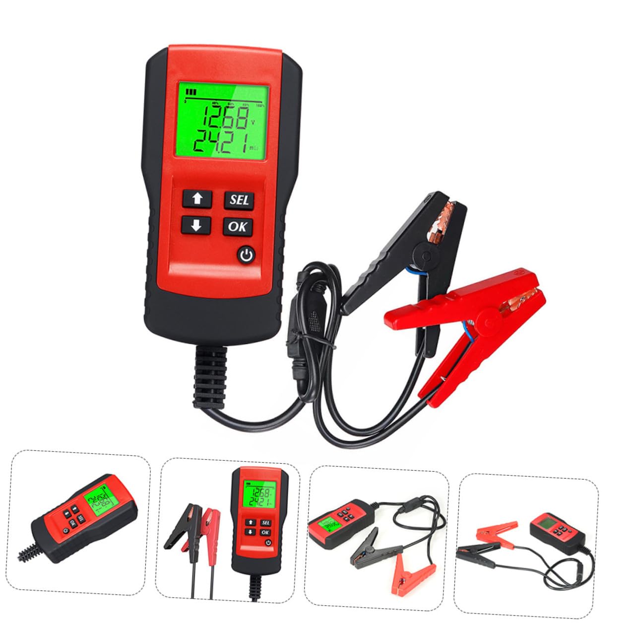 OUNONA Probador de Batería Digital para Coche con Pantalla LCD Rango Completo Análisis de Capacidad y Resistencia Herramienta Duradera para Diagnóstico Automotriz y Talleres