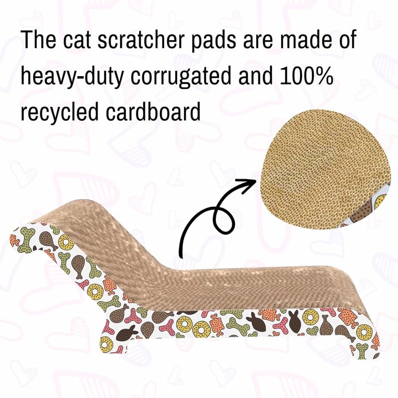 Image of PSK PET MART Chair Shape Cat Scratcher Cat Scratching Board Cardboard Cat Scratchers with Premium Scratch Textures Design Curved Shape Reversible Use Durable Scratching Pad