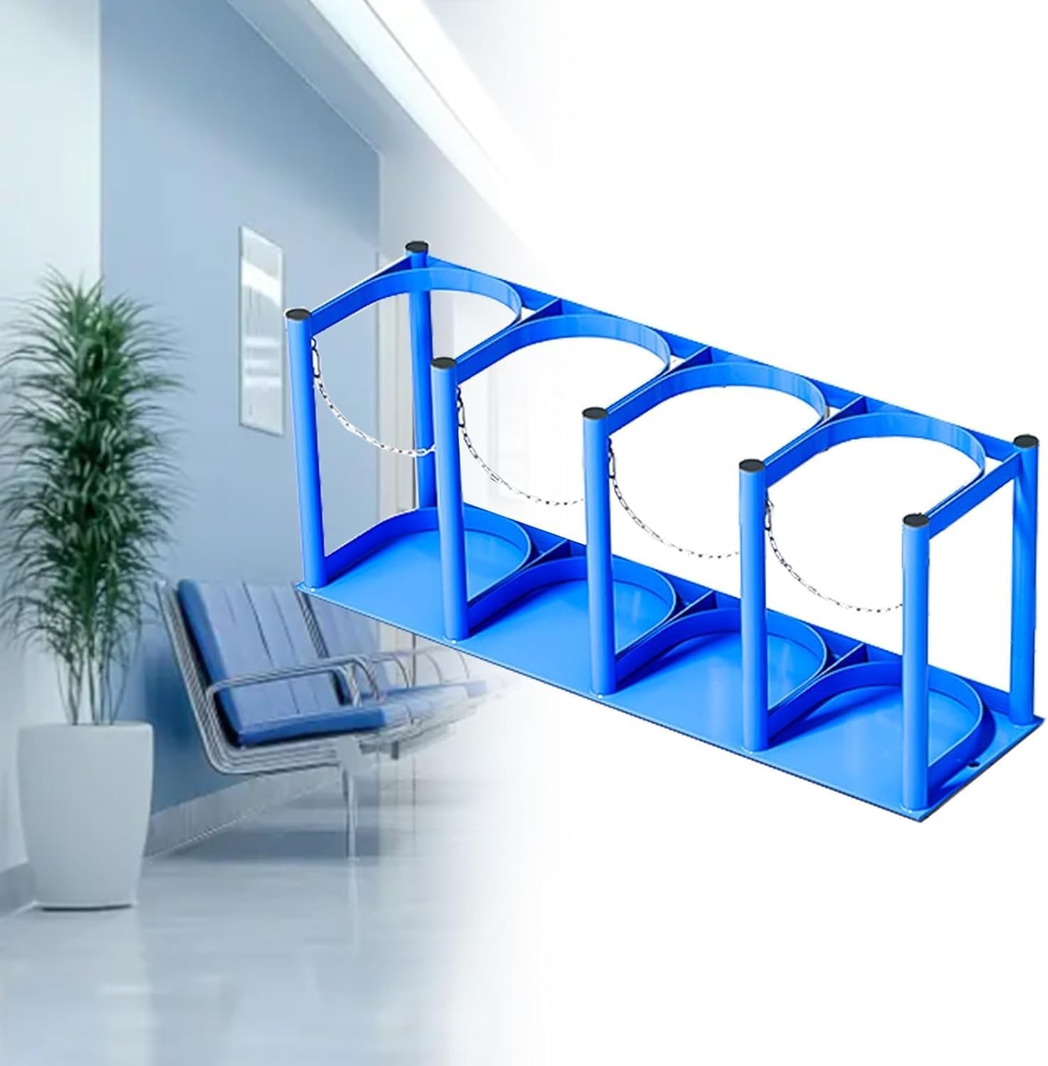 GTHTUHFD Oxygen Cylinder Rack - Medical Gas Tank Holder, 39Cm Height, Durable Stand For Small Propane/ Tanks, Ideal For Al & Home Storage ,Blue-L-75cm(29 1/2