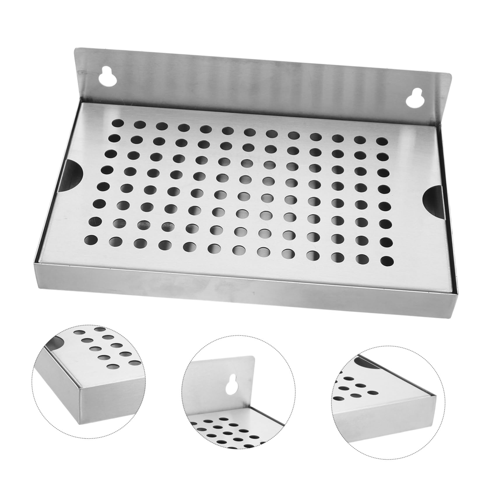 Ciieeo Bandeja de Goteo Diseño Desmontable para Grifo de Cerveza de Acero Inoxidable con Drenaje y Montaje en Pared para Dispensadores de Bebida en Bares y Restaurantes