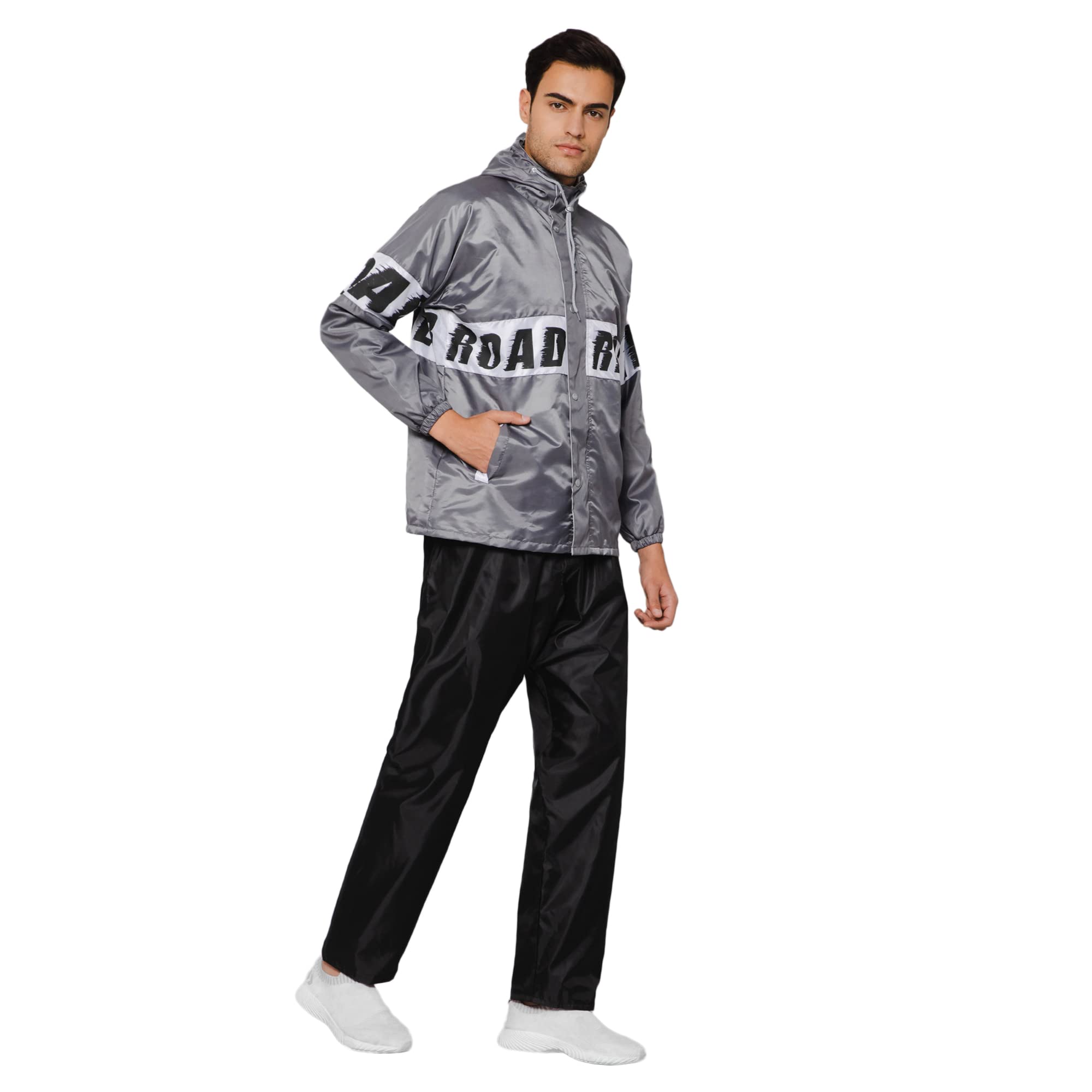 the clownfish Men's Polyester Waterproof Standard Length Raincoat Double Coating Reversible Rain Suit With Hood & Inner Mobile Pocket, Set Of Top And Bottom.-picture-55
