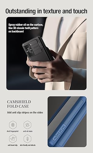 Miniatura 4 de Funda para Samsung Galaxy Z Fold 5 con soporte para bolígrafo S y cubierta de cámara deslizante protección creativa de bisagra soporte oculto Funda