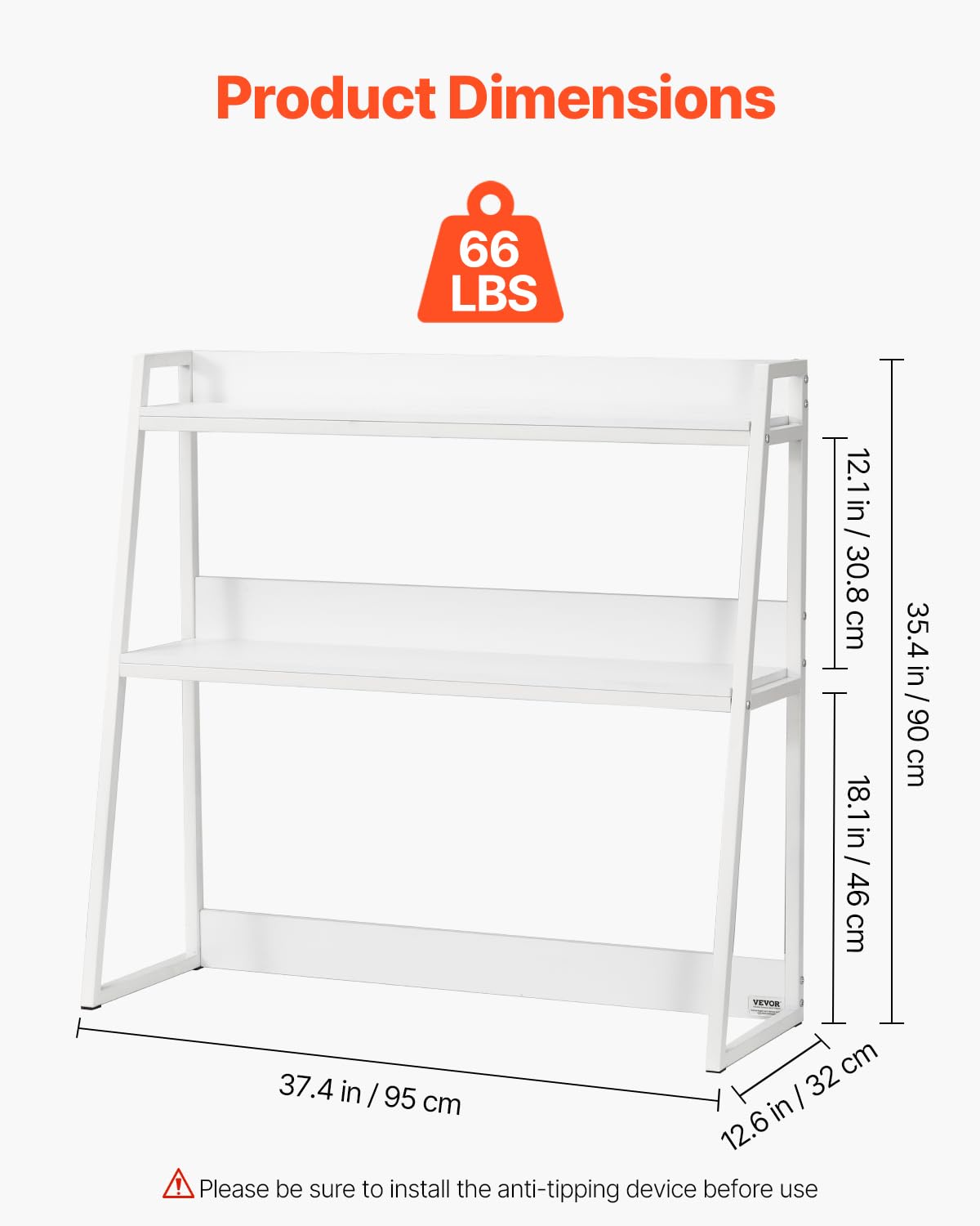 VEVOR Regał na książki na biurko, 2-poziomowy organizer do przechowywania, 95 x 32 x 89 cm, regał ekspozycyjny na biurko, regał na książki z antypoślizgowymi podkładkami, do biura, domu i akademika