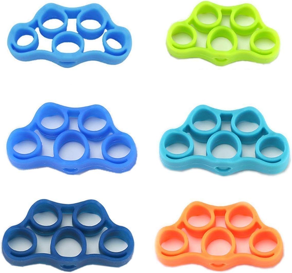 Hand Grip Strengthener Finger Stretcher Strength Trainer for Forearm Exercise/Guitar Finger Strengtheners/Rock Climbing Grips-6 Set (6 PCS Finger Stretchers)