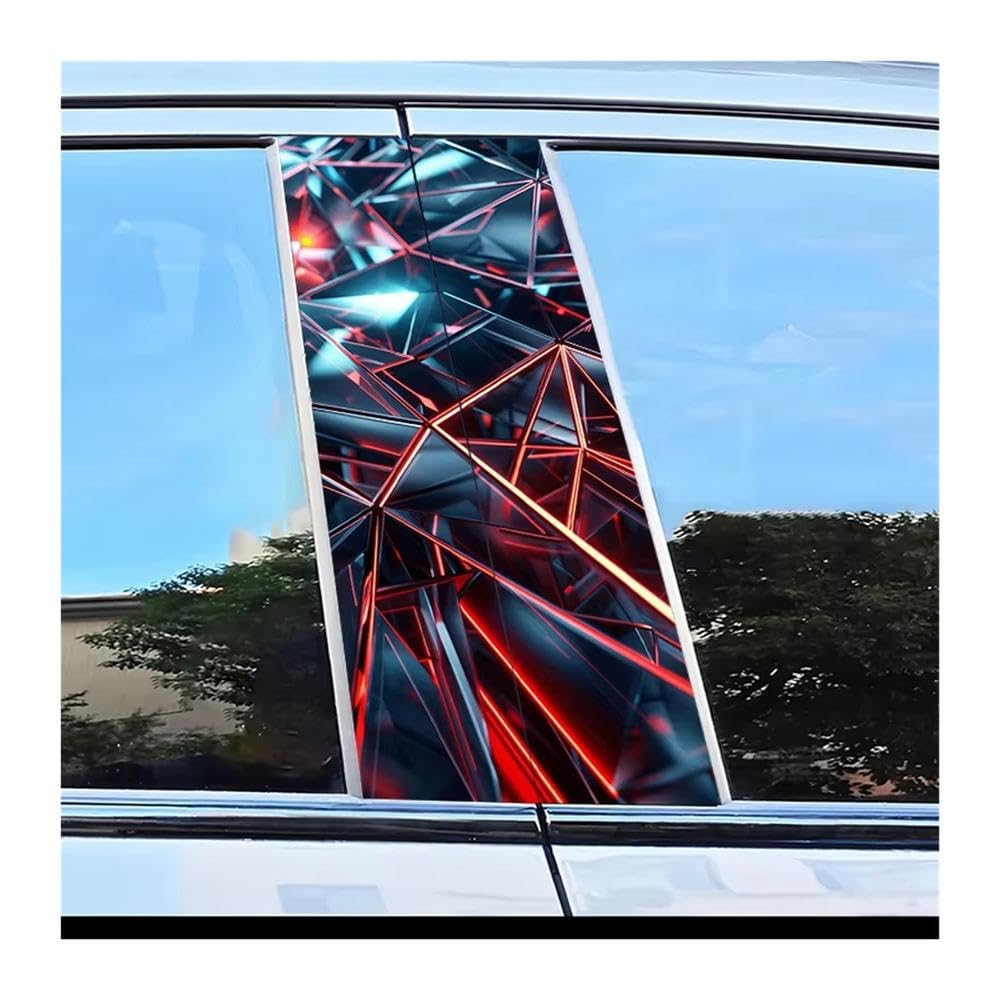 Bertdcx One Color Car Center Pillar Protection Stickers Geometric Grid Pattern Scratch Resistant Film Auto Parts