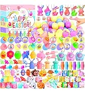 200 Piece Prefilled Easter Egg Set - 100 Plastic Eggs With 100 Assorted Toys & Stickers