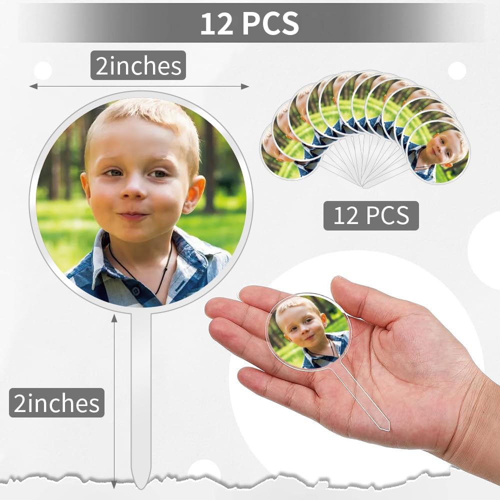 Personalized Photo Cupcake Toppers 24 PCS Acrylic Custom Head Face Cup Cake Decorations Party Decorations