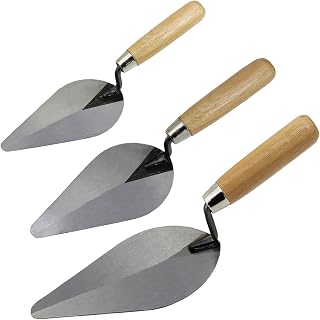 ESreake 3-Pack Brick Trowel Set: 6" 7" 8" Pointing Trowels with Wood Handles for Masonry, Brickwork & Stonework
