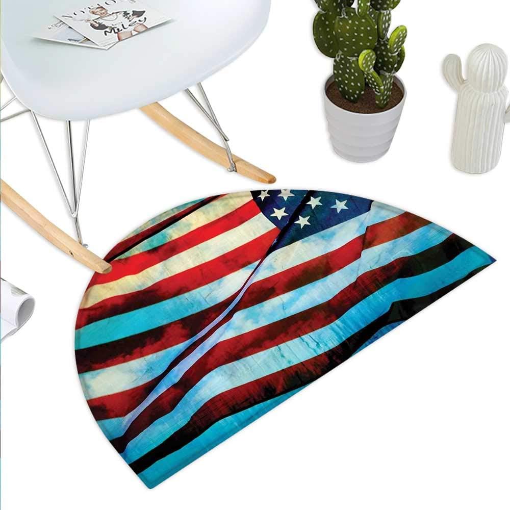 American Flag Semicircle Doormat American Flag in The Wind