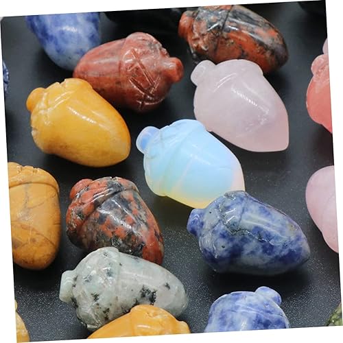 Miniatura 8 de Happyyami 6 piezas de conos de pino de piedra para regalo de cristal curativo, decoración de macetas de roca de cristal, conos de pino, adorno