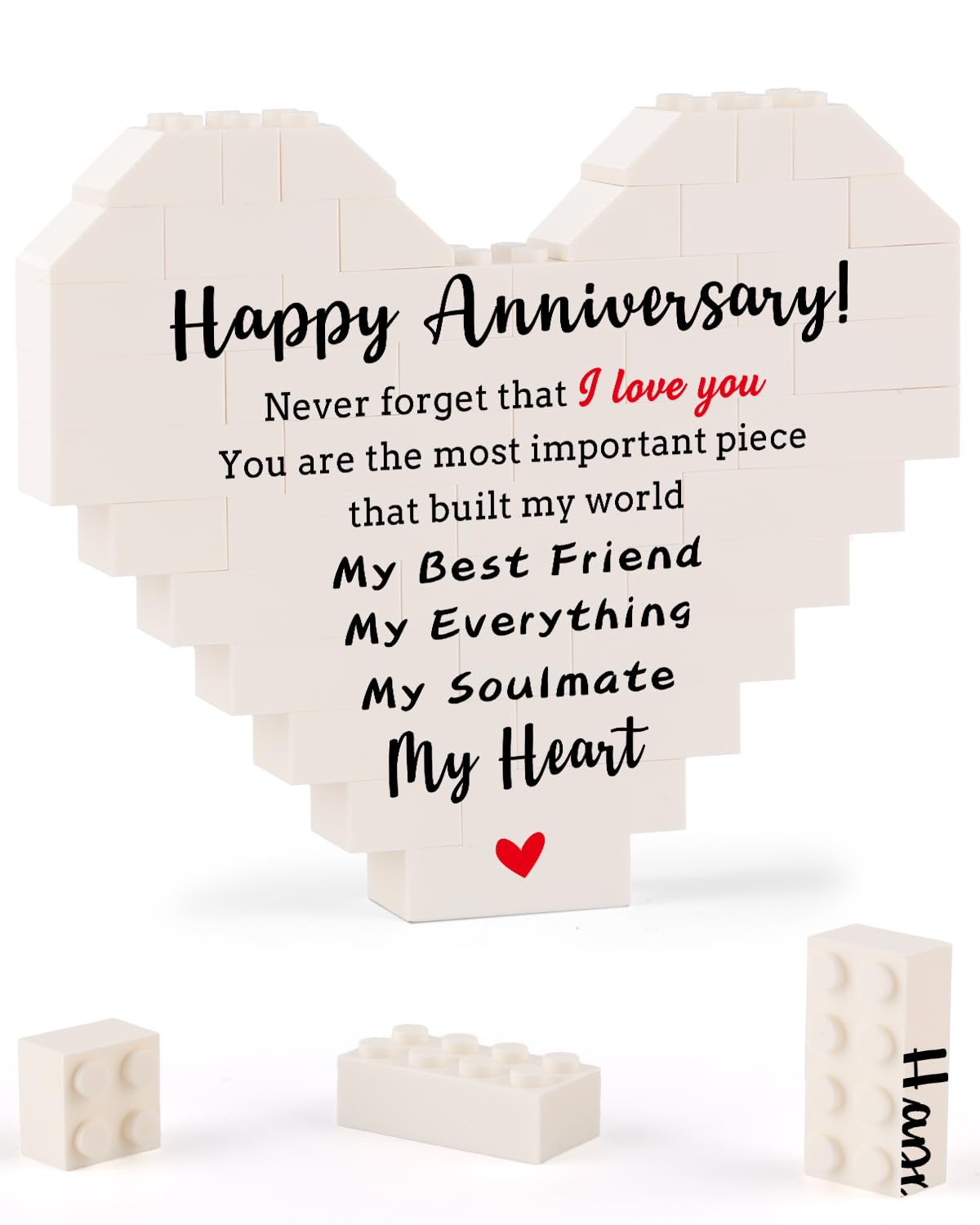 KAAYEE Anniversary Happy Gifts for Him and Her, Wedding Anniversary Romantic Gifts – Building Blocks Plaque, I Love You Gift for Boyfriend, Girlfriend, Husband & Wife, Presents for Her, Him & Couple