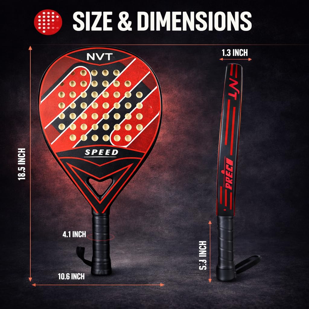 Padelschläger aus Vollcarbonfaser, leichtes Design mit komfortablem Griff, wetterbeständig, Hybrid-Glasfaser und Carbon-Padelschlägerkopf