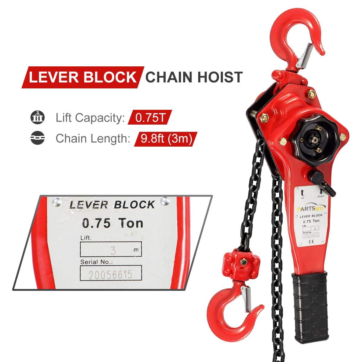 Nеw Dеаl Partsam 1650LBS Capacity Lever Hoist Come Along 10FT 3/4 TON Lift 2 Heavy Duty Hooks &1Pcs Premium Towing Strap for Lifting Pulling Building Garages Attic Warehouse Automotive