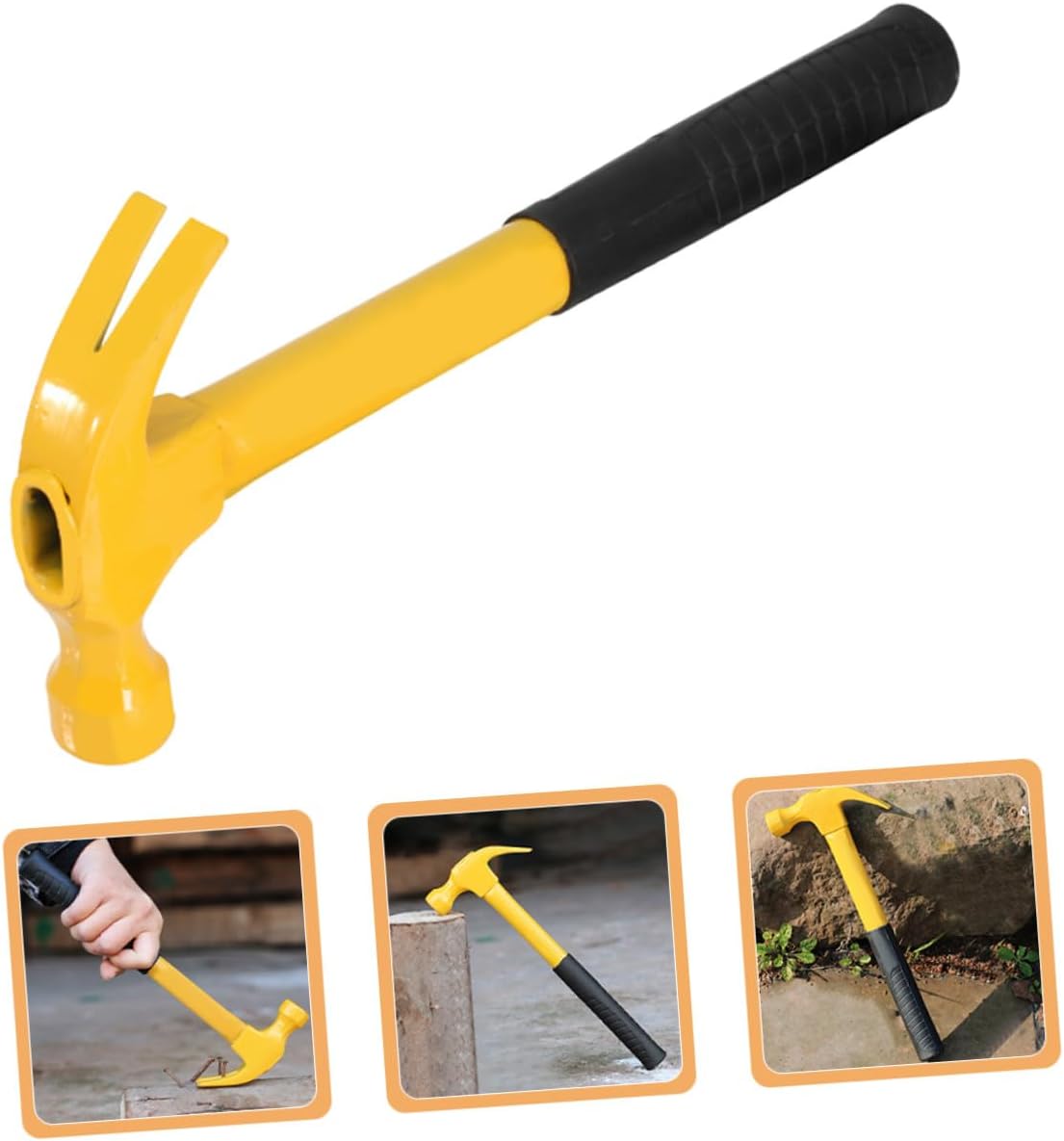 HOMSFOU Claw Hammer 0.8lb Steel Handle Nailing Hammer Carpenter with Anti-skid Grip for DIY Projects and Home Repair