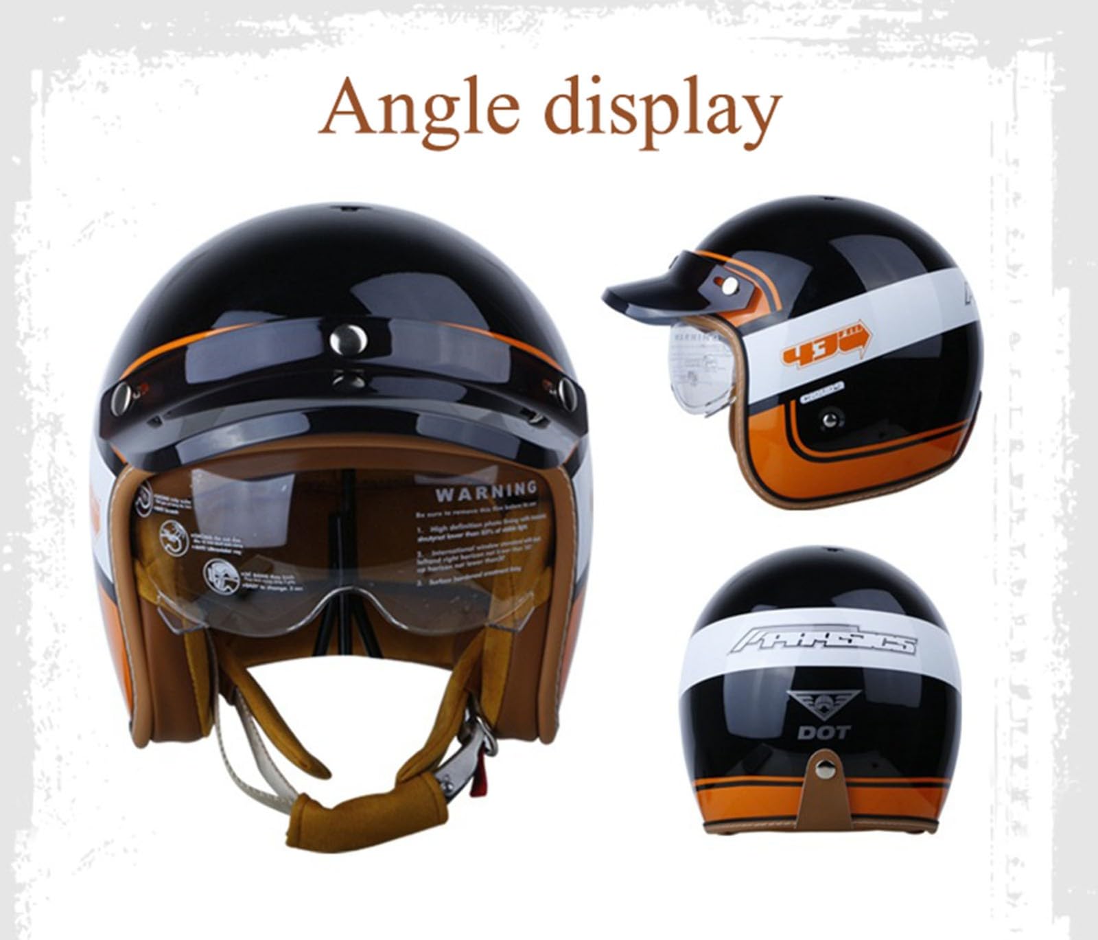 3/4 Casco Jet Capacete Moto Vintage con Gafas De Doble Capa Forro Cómodo Cascos Jet Homologado Dot/ECE Cascos Moto Adecuado para Adulto Hombre Mujer Casco Moto Vintage