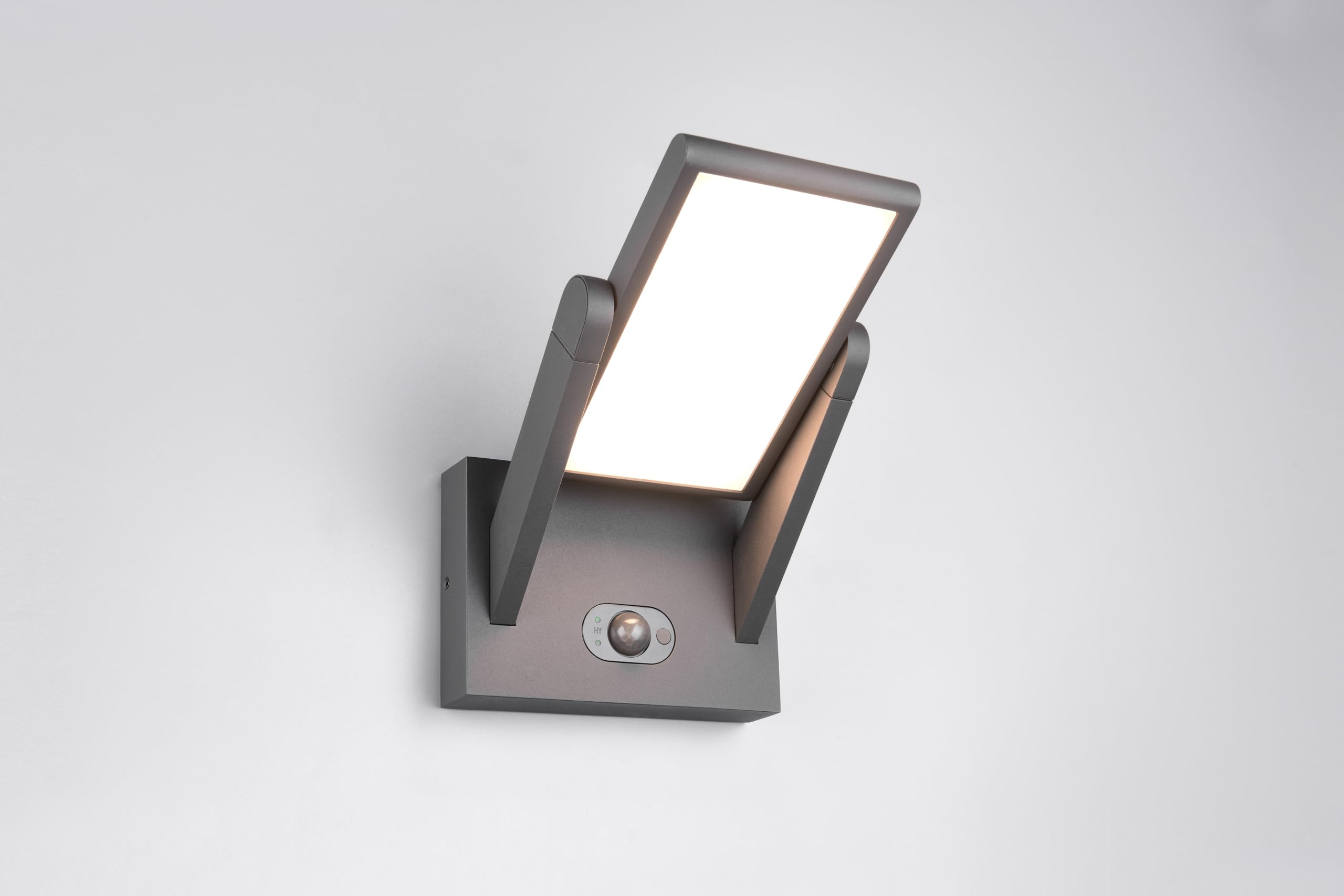 Trio Leuchten LED Außen Wandleuchte Malawi 253769142, Aluminium Druckguss Anthrazit, 5 Watt LED, Hybrid Solar/Netzbetrieb, Dämmerungssensor, Bewegungssensor