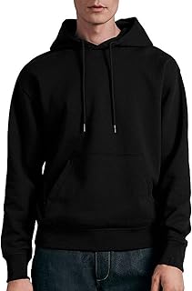 JIHUILAI Mens Hoodie Fleece Pullover Long Sleeve Hooded Sweatshirt Solid Color Drawstring Kangaroo Pocket Hoodies(S-3XL)