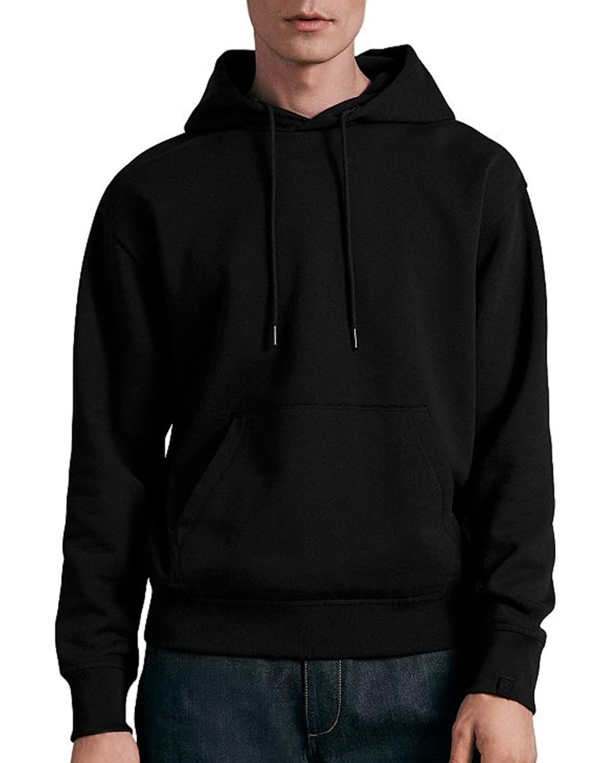 Mens Hoodie Fleece Pullover Long Sleeve Hooded Sweatshirt Solid Color Drawstring Kangaroo Pocket Hoodies(S-3XL)