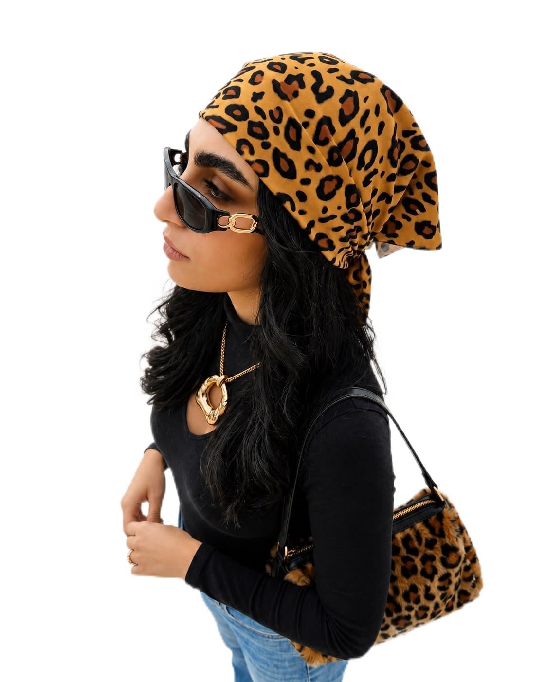 Women & Girls Leopard Print Bandana Scarf | Silk Feel | 50x50 CM | Soft Lightweight Hair Accessory-image-2