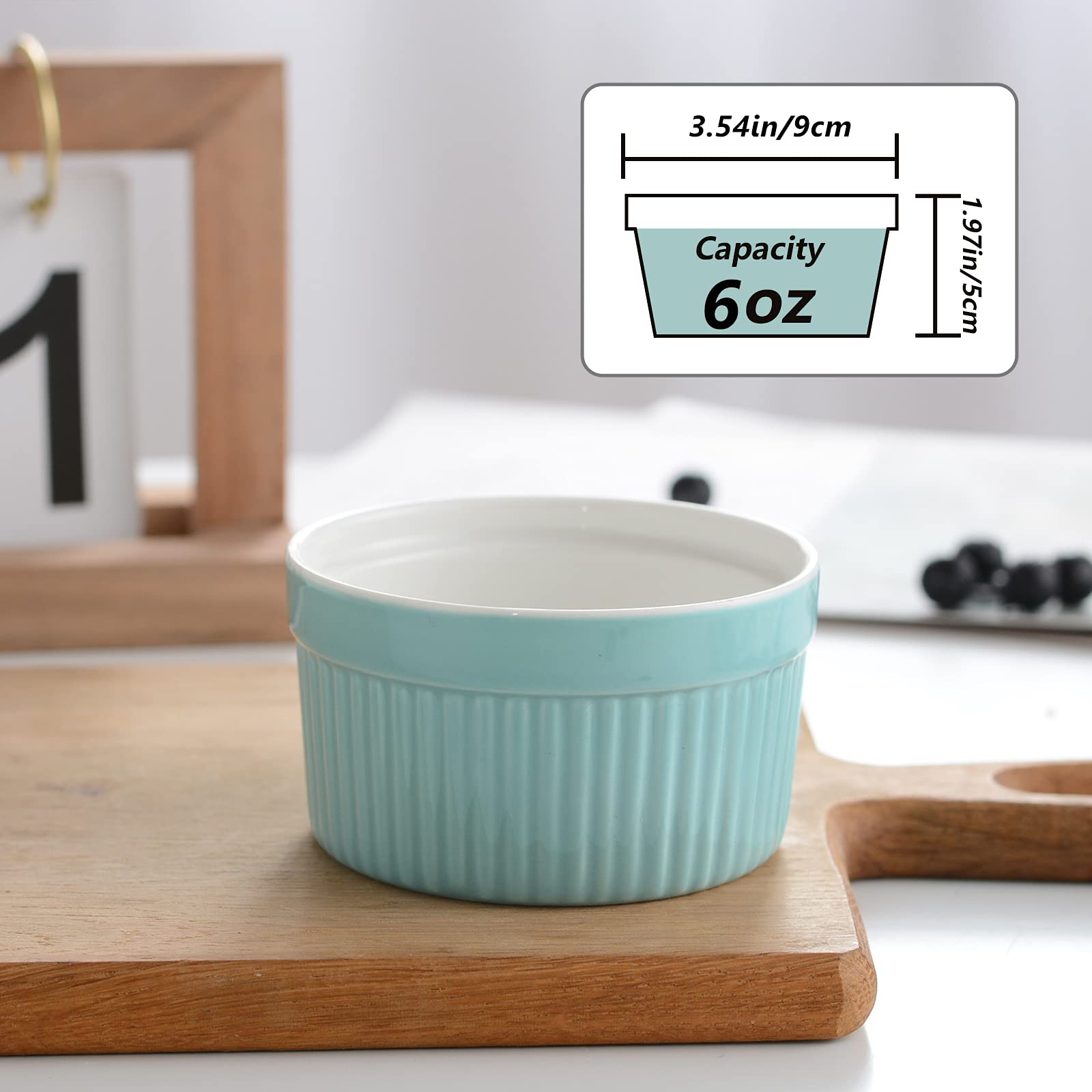 ONEMORE - Set Di 4 Cocotte In Ceramica Da Forno Con Coperchio, 350 Ml, Design Rustico Bianco Crema Con Manici Marroni - Perfette Per Zuppe, Torte E Porzioni Individuali