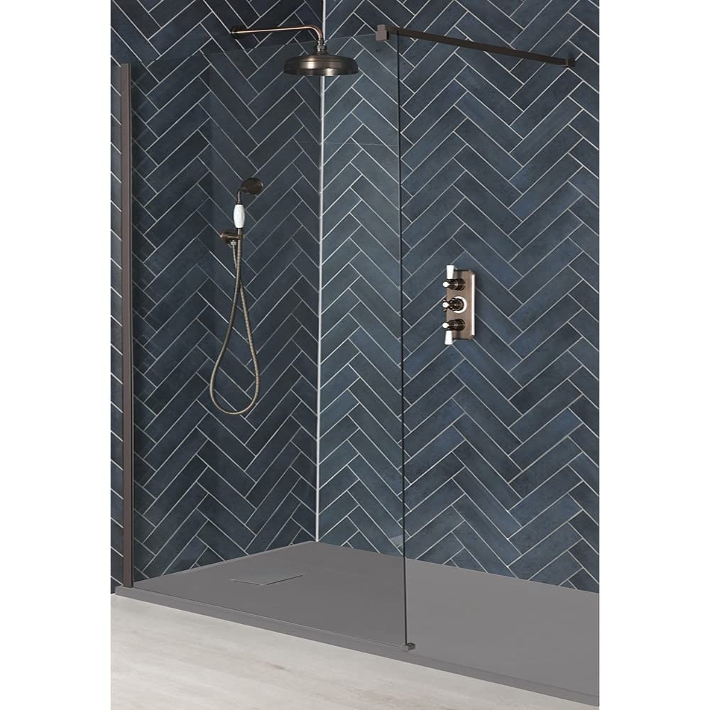 Milano Rosso Matte Bronze Wet Room Shower Enclosure Light Grey Tray - 1500mm x 900mm