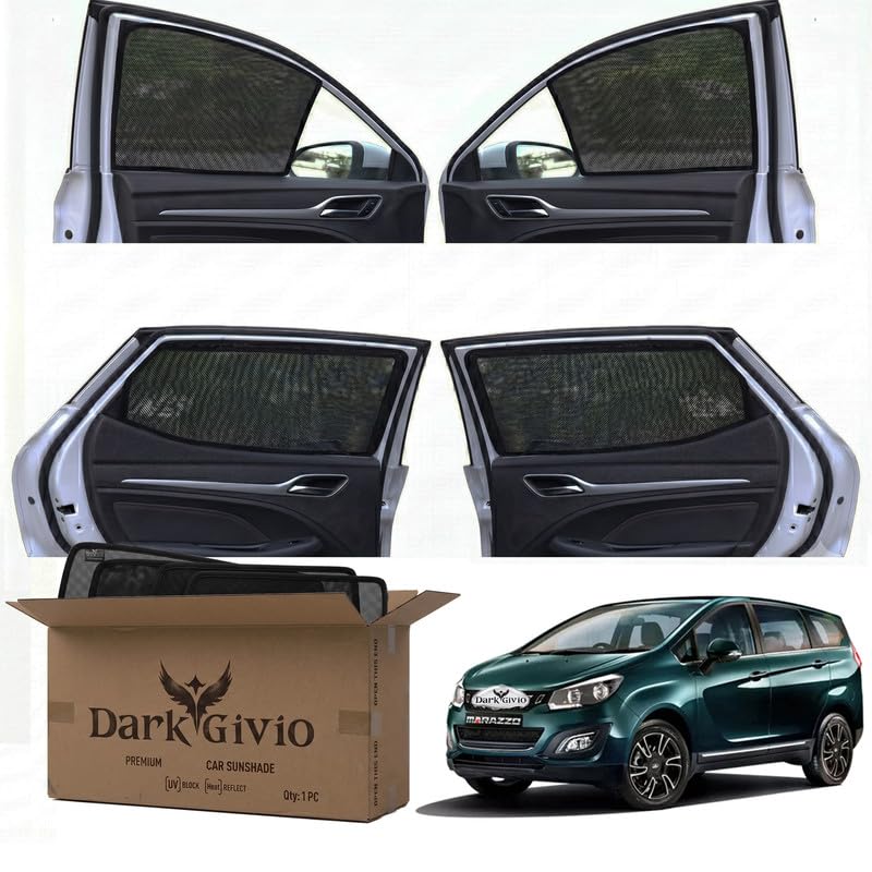 Image of Car Window Sun Shade Protector for MARAZZO | Exact Fit Non-Magnetic Half Cut Sunshade (Set of 4 /6) | UV Blocker Side Window Car Curtains & Interior Accessory