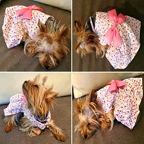 Brocarp Dog Dress- Puppy Floral Princess Dresses, Dog Dress Bowknot Tutu Skirt, Thin Cute Pet Summer Clothes Apparel For Small Medium Girl Dogs Cats Kitten, Dog Flower Sundress Doggy Outfit Costume #TOP2