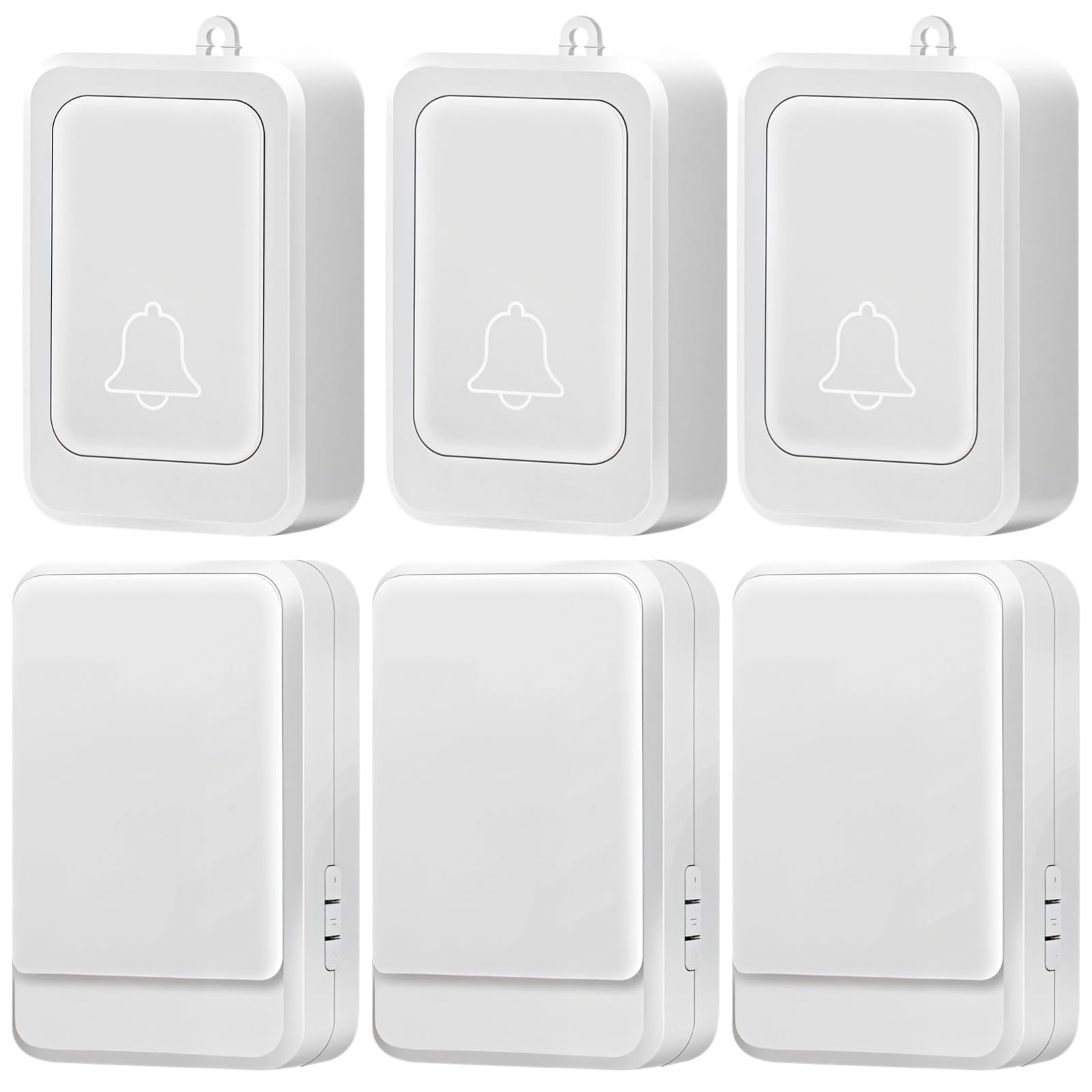 Sistema de alerta de emergencia para pacientes y personas mayores, funciona con pilas, 3 timbres inalámbricos para el hogar, con alertas flash, timbre extra fuerte de 7 colores
