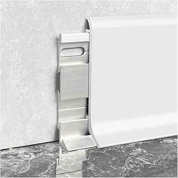 White Floor Skirting Board for Walls, Metal Aluminum Baseboard Trim Waterproof for Bathroom Kitchen Balcony, 70 60 50 40 30 20 Inch Long Baseboards That Fit Over ExistingW 6cm/2.4in,L 110cm/43.3in