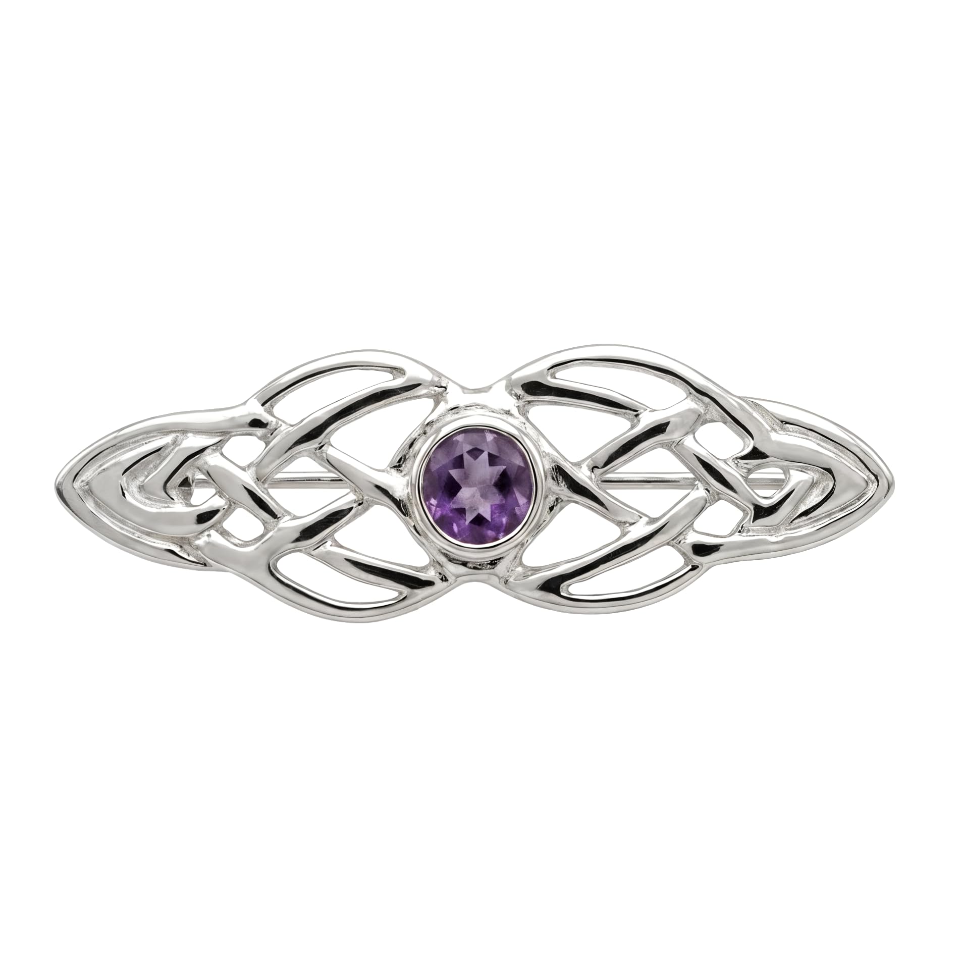 Alexander Castle 925 Sterling Silber Keltische Brosche für Frauen - Damen Brosche Pin mit lila Cubic Zirkonia & Schmuck Geschenk Box - 34mm