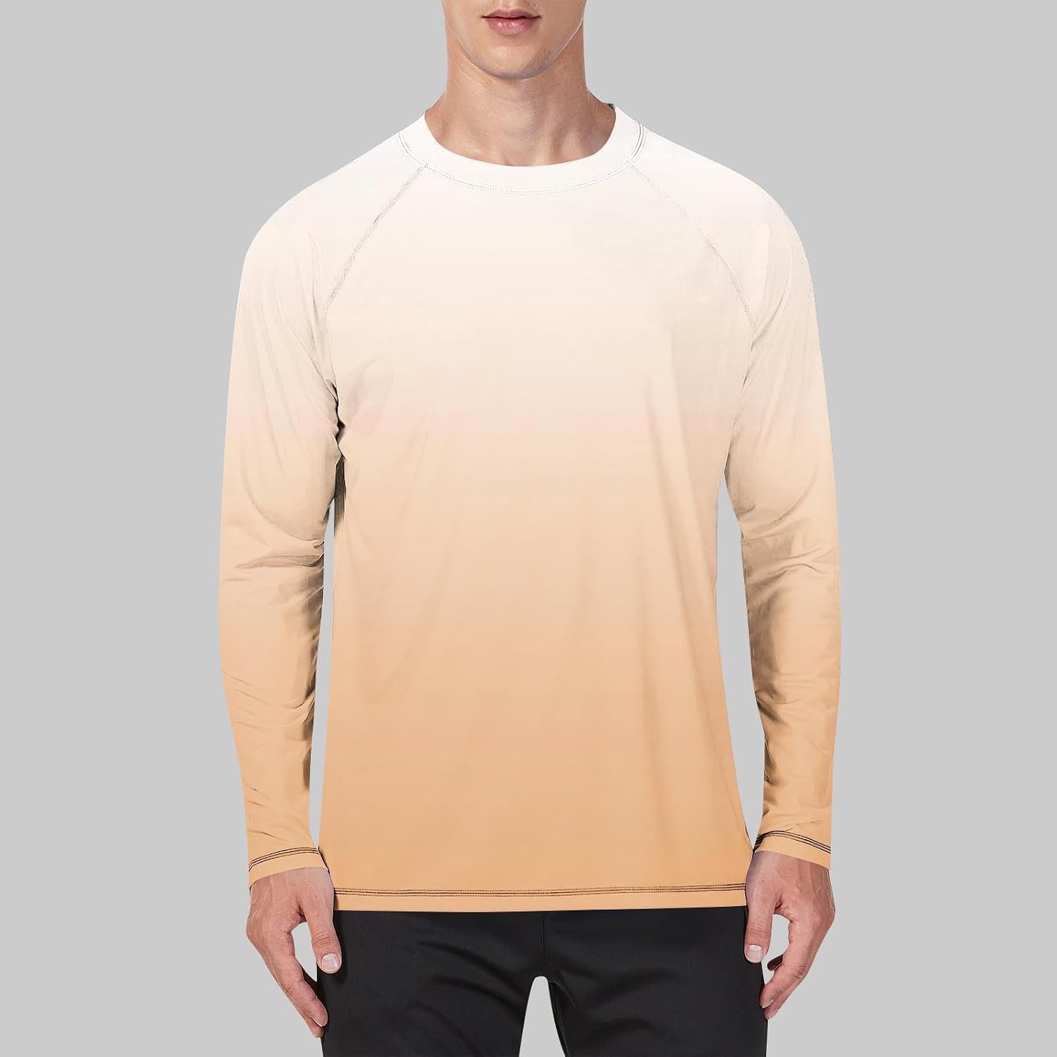 Men's Sun Protection UPF 50+ Shirts Gradient Color Long Sleeves Fishing T-Shirt Ice Silk Rash Guard Quick Dry Tops