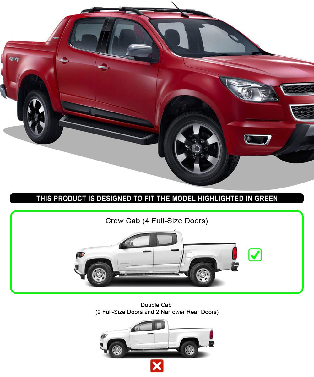 APS Running Boards 6in Black Compatible with Chevy Colorado GMC Canyon Crew Cab 15-25