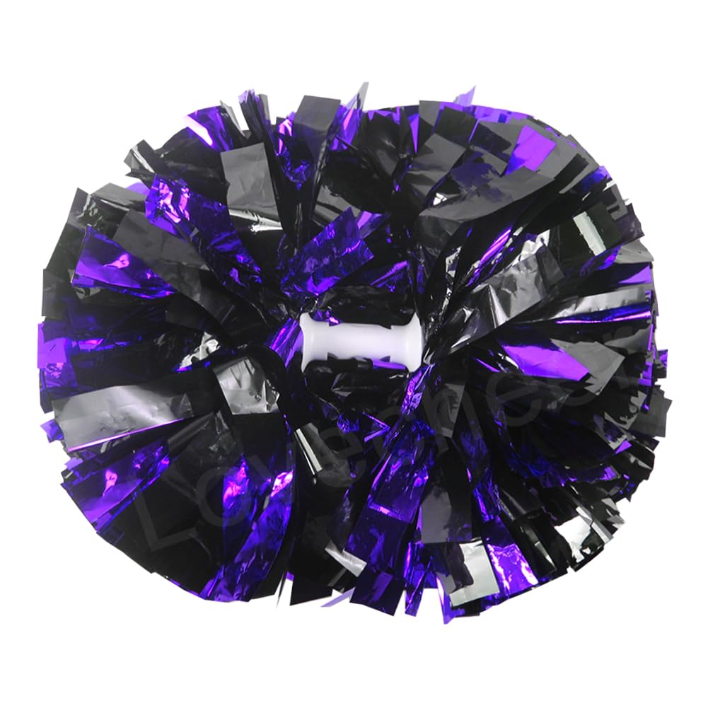 Lovecheer 2PCS/6PCS Metallic Pom Poms Cheerleading with Baton Handle Cheer Pompoms for Kids Adults Team Sports Spirit Party Cheering