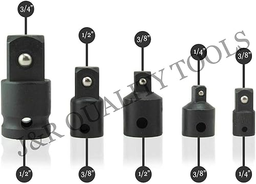 Miniatura 4 de VCT Juego de 5 unidades de adaptador de enchufe reductor de impacto de aire 1/4 3/8 1/2 trinquete de aire