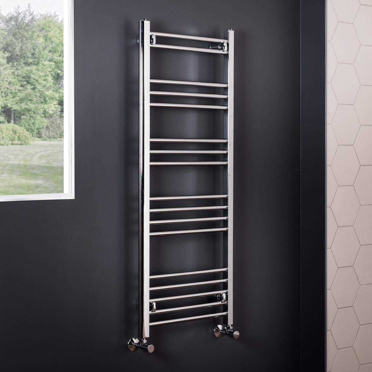 Nrg Straight Bathroom Heated Towel Radiator Rail Rad Central Heating Ladder Warmer 1200 X 495Mm Chrome