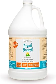 Lemon Mint Fresh Breath Mouthwash – Bad Breath Treatment – SLS & Fluoride Free – Alcohol Free, Gentle Nonburning with Xylitol & Essential Oils – Pro Size Gallon 128 oz