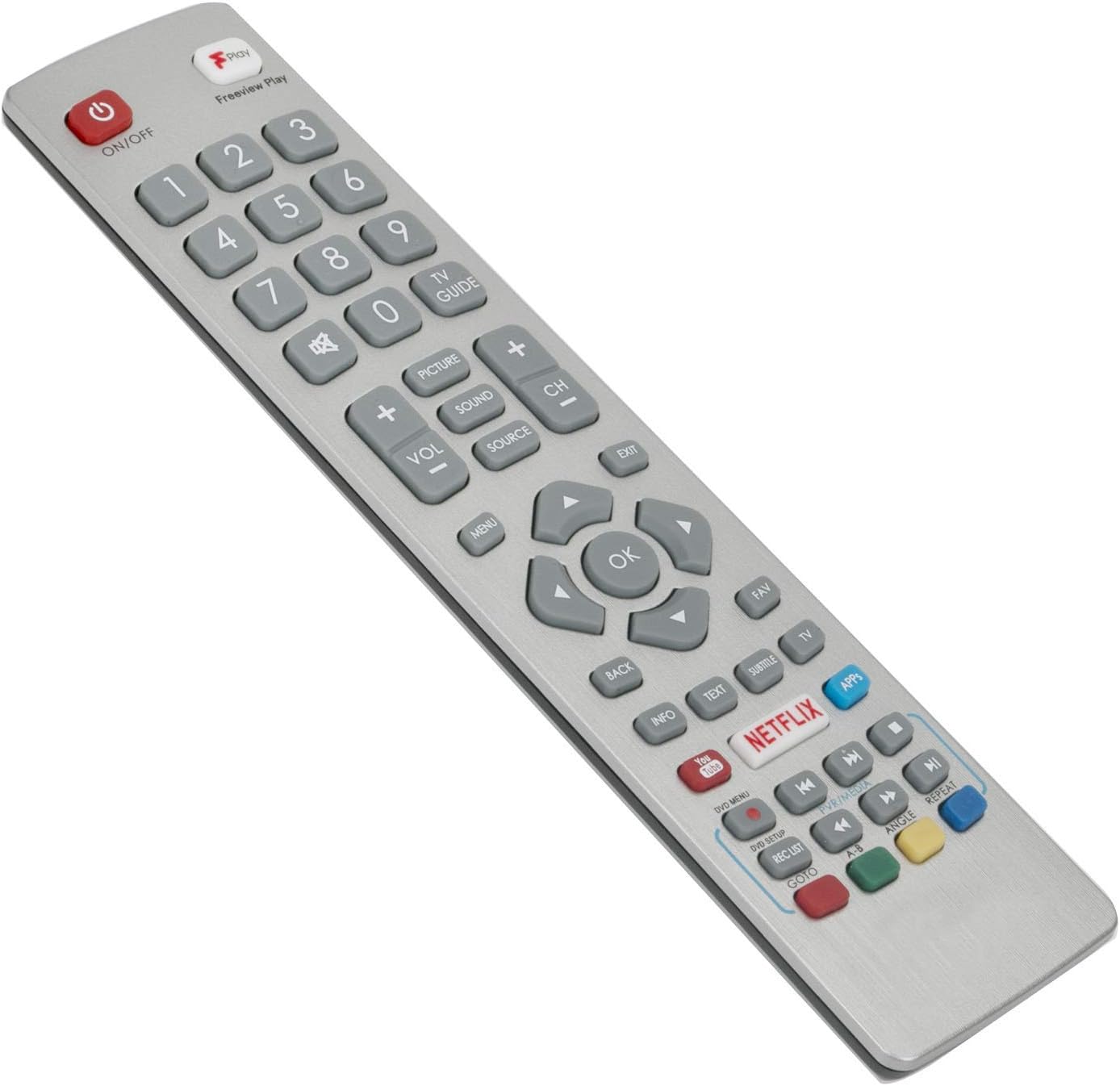 Generic Replacement TV Remote Control compatible with Sharp Aquos UHD 4K Smart 3D LED, Silver, Standard