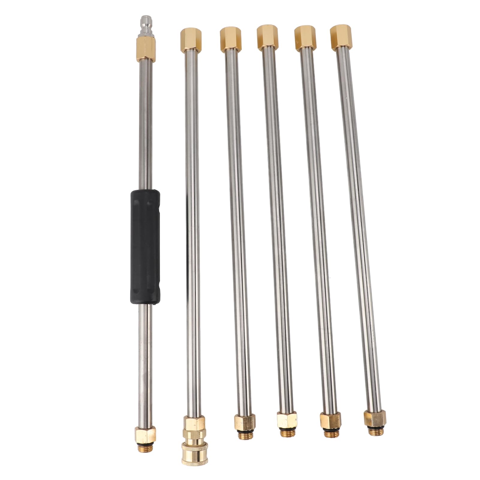 Lance d'Extension pour Nettoyeur Haute Pression 90 Pouces, Acier Inoxydable et Laiton, Rallonge avec Connecteur Rapide 1/4 pour Nettoyage de Toit, Voiture et Jardin, 6 Pièces