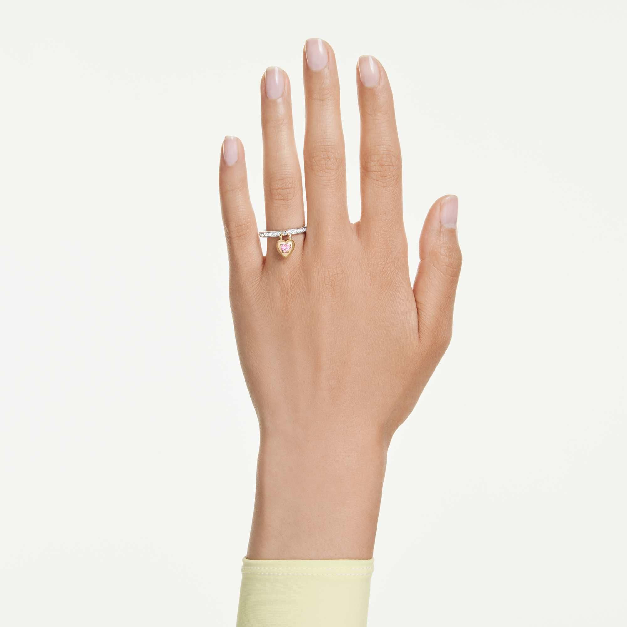 Swarovski Idyllia Collezione Anello con motivo, Tagli misti, Cuore, Rosa, Finitura in metallo misto