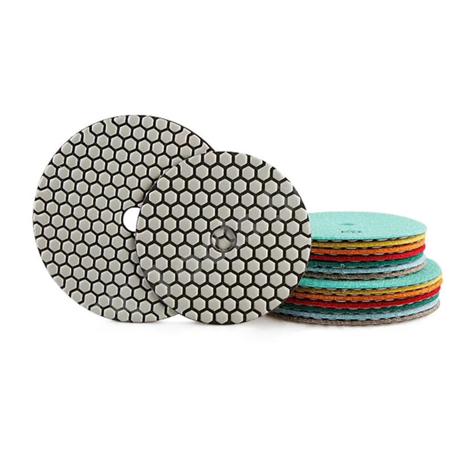 Juego de 7 almohadillas de pulido de diamante de 5/6 pulgadas, disco de lijado en seco, disco de amolado para mármol, granito, láminas de pulido, herramientas de amolado (7 unidades de 5 pulgadas, 100