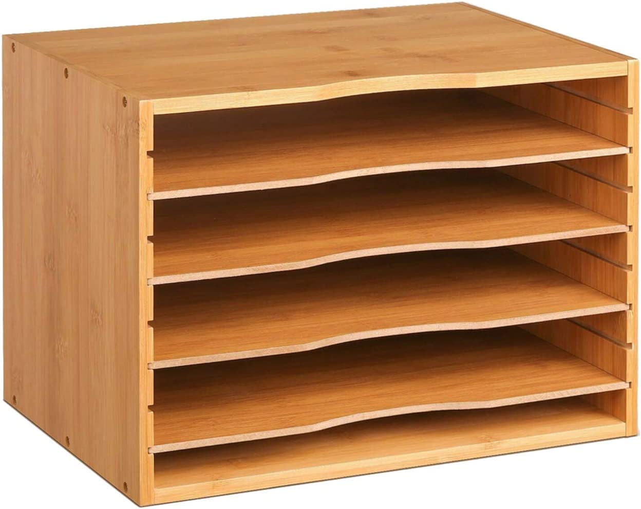 FEFE®Bamboo Desktop File Sorter A4 Office Document Organizer Storage Organizer Stationary Office Supplies 5 Compartment