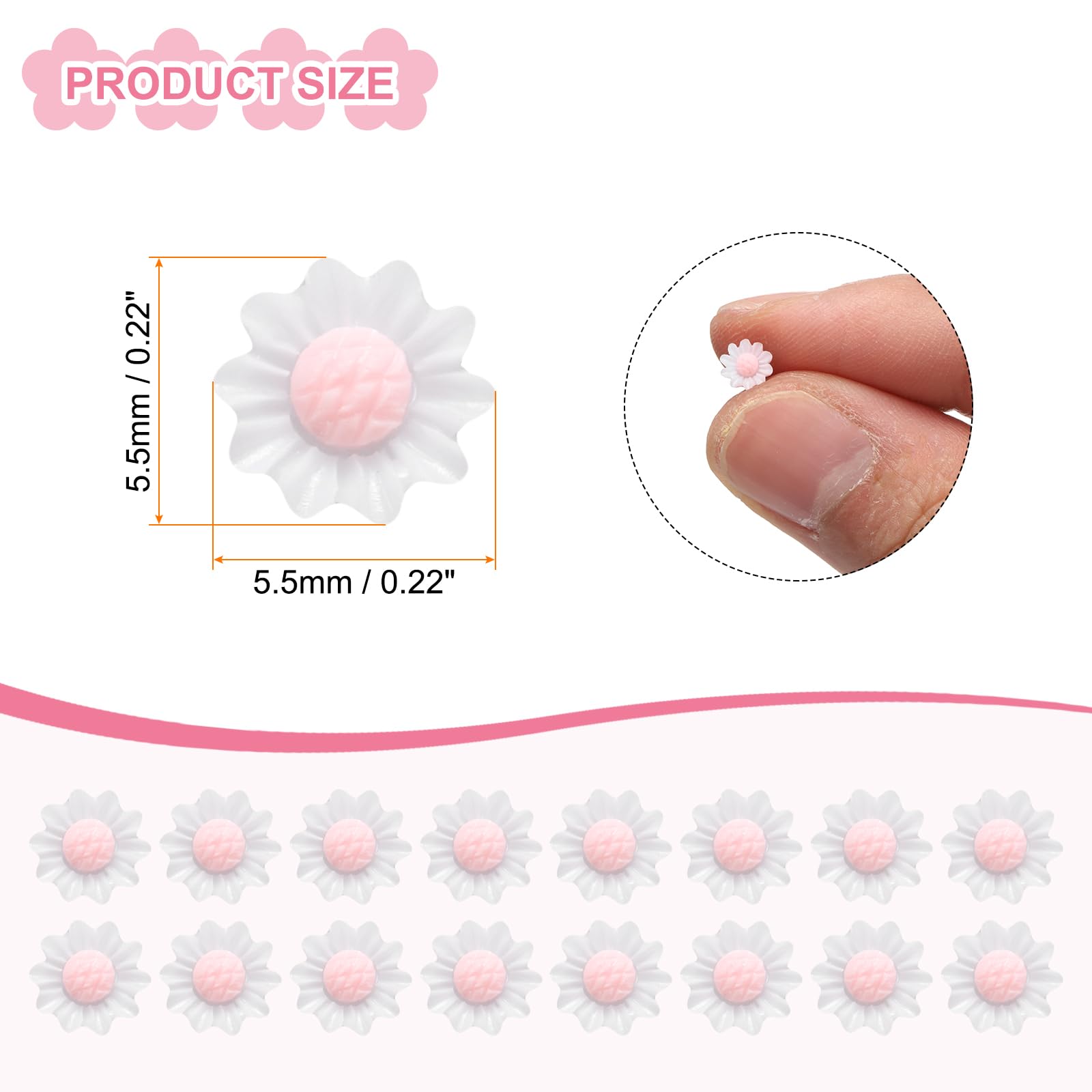 CoCud Mini Resin Flower, 0.22" Diameter, Miniature Tiny Flower Charm Dollhouse White - Image 2